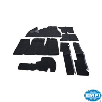 TMI 7-piece carpet set black LHD for 1302/1303 Super Beetle.